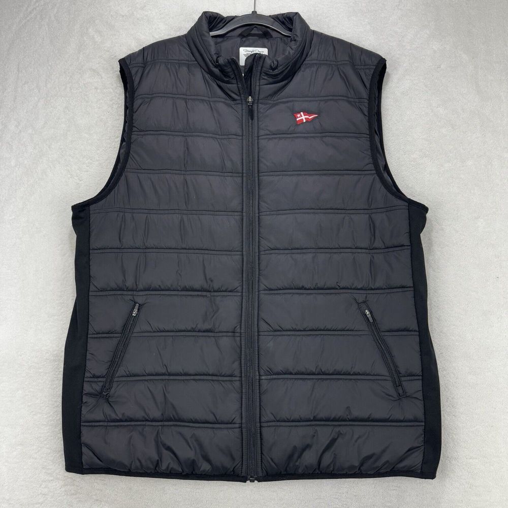 Straight Down Delta Puffer Vest Men 2XL Black Zip Pkts Jacket Golf‎ Outdoor